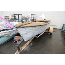 WOOD BOAT, SCOTT 60 OUTBOARD MOTOR, TRAILER NO REGY