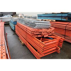 LOT OF ASSORTED PALLET UPRIGHTS, CROSSBARS AND WIRE DECKING