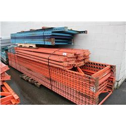 LOT OF ASSORTED PALLET UPRIGHTS, CROSSBARS AND WIRE DECKING