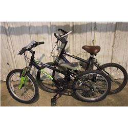 2 BIKES: BLACK NORCO KIDS MOUNTAIN BIKE & BLACK SUPER TRAX KIDS MOUNTAIN BIKE