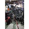 Image 1 : BLACK BMX FRAME ON RED BICYCLE REPAIR STAND & 2 TIRE PUMPS