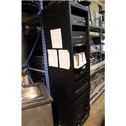 2 METAL MOBILE SPECIAL EVENT CARTS WITH CONTENTS & A/V RACK