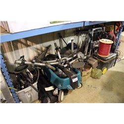 SHELF LOT OF ASSORTED HOUSEHOLD ITEMS