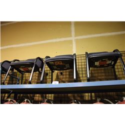 SHELF OF BLUE OFFICE CHAIRS