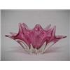 Image 1 : Bohemian cranberry glass bowl, spike rim, ovoid form, paper label reads Bohemia Glass, Made in Cz...