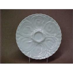 Oyster plate, white ground, unmarked, scalloped rim, 9" diameter, early to mid 20th C. Estimat...