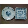 Image 1 : Two pieces of Meissen including soup plate with blue flower and insect decoration, crossed swords...
