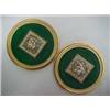 Image 1 : A pair of Italian micro mosaic square plaques, floral design, with gilt metal bead rim in round g...