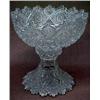 Image 1 : Clark American brilliant cut glass egg nog bowl on stand, hobnail and diamond pattern, late 19th...