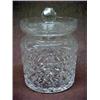 Image 1 : Waterford crystal biscuit barrel with lid Estimate 100/200...