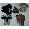 Image 1 : Five Victorian pieces including peacock napkin ring, corkscrew and three hair combs, quadruple pl...
