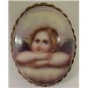 Image 3 : Two Victorian brooches, 2" high porcelo oval porcelain with transfer of Raphael type angel with t...