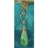 Image 2 : 14K gold and jade drop earrings, screwback earrings measure 1 1/2" long, top has Chinese characte...