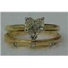 Image 1 : One half carat heart shaped diamond solitaire and wedding band, diamond is approximately 51 point...