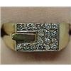 Image 1 : Man's 14K gold and diamond ring, buckle motif ring with eighteen approximately 2 point diamonds,...