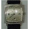 Image 1 : Man's Bulova wrist watch, 10K white gold filled with leather band and two small diamonds on face,...