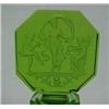 Image 2 : Art Deco perfume bottle, green glass bottle marked Czechoslovakia on bottom, intaglio etched top...