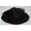 Image 3 : Lady's wide brimmed hat, C. 1910, black velvet with black, grey and pale orange ostrich feathers,...