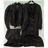 Image 1 : Victorian mourning clothing, black taffeta skirt and two blouses, silk slip and black taffeta coa...