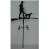 Image 3 : Sheet aluminum weathervane with silhouette of man with pipe holding gun, with dog standing on sho...