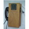 Image 2 : Oak cased Magneto wall telephone, cradle on side for receiver, #145W, early 20th C., 14 1/2" high...
