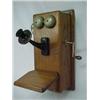 Image 2 : Oak cased Northern Electric Co. wall mounted telephone, cradle on side for earpiece, shelf under...