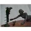 Image 2 : Mixed metals sculpture on marble base, spelter figure of reclining woman with outstretched arm, w...