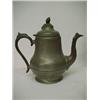 Image 3 : Pewter five piece tea service on round pewter tray, coffee pot and teapot with hinged lids, sugar...