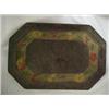 Image 1 : Autographed eight sided tole tray, banded floral decoration on front, autographed on back with nu...