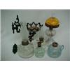 Image 1 : One lot of five oil lamps including The London lamp; milk glass miniature oil lamp; a pressed blu...