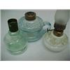 Image 2 : One lot of five oil lamps including The London lamp; milk glass miniature oil lamp; a pressed blu...
