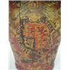 Image 2 : Leather fire bucket, paint decorated with organizational seal, leather handle, brass riveted rim,...