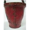 Image 3 : Leather fire bucket, paint decorated with organizational seal, leather handle, brass riveted rim,...