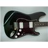 Image 4 : Fender Stratocaster electric guitar "Big Apple Strat", black body with marbleized red on black fa...