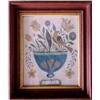 Image 1 : D.Y. Ellinger, framed theorem, blue centerbowl with flowers and bird, signed DH Ellinger, listed...