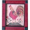 Image 1 : David Y. Ellinger theorem, painting on flannel, rooster with flowers, signed on reverse Love D.Y....
