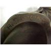 Image 2 : Bronze lamp, bust of young woman, on square metal base, two light, early 20th C., measures 22 1/2...