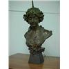 Image 1 : Art Nouveau bronze lamp, bust of young maiden, "Poesie" on front of base, artist signed Sperlaoi...