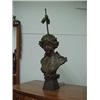 Image 2 : Art Nouveau bronze lamp, bust of young maiden, "Poesie" on front of base, artist signed Sperlaoi...