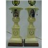 Image 1 : A pair of porcelain portrait lamps depicting Napoleon and Josephine, urn form on pedestal, on squ...