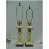 Image 3 : A pair of porcelain portrait lamps depicting Napoleon and Josephine, urn form on pedestal, on squ...