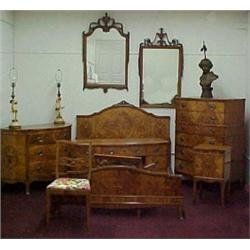 Nine Piece Inlaid Satinwood Bedroom Set C 1940 Including