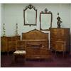 Image 1 : Nine piece inlaid satinwood bedroom set C.1940 including chest on chest, nightstand, double bed,...