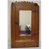 Image 1 : Oak medicine cabinet, scalloped splashback, single door with beveled mirror, over one drawer, one...