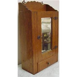 Oak Medicine Cabinet Scalloped Splashback Single Door With