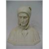 Image 1 : White Carrera marble bust of Dante, signed Fagiuola, measures 15" high x 14" across x 7 1/2" deep...