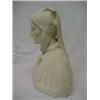 Image 2 : White Carrera marble bust of Dante, signed Fagiuola, measures 15" high x 14" across x 7 1/2" deep...