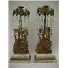 Image 1 : A pair of Empire ormolu mounted glass and marble girandoles, American, each with tooled candle so...