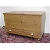 Image 1 : Poplar dovetailed chest, hinged lid, with interior box over interior drawer, one long drawer in f...