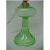 Image 2 : Two electrified oil lamps, including clear Drape pattern; and green glass Estimate 80/150...